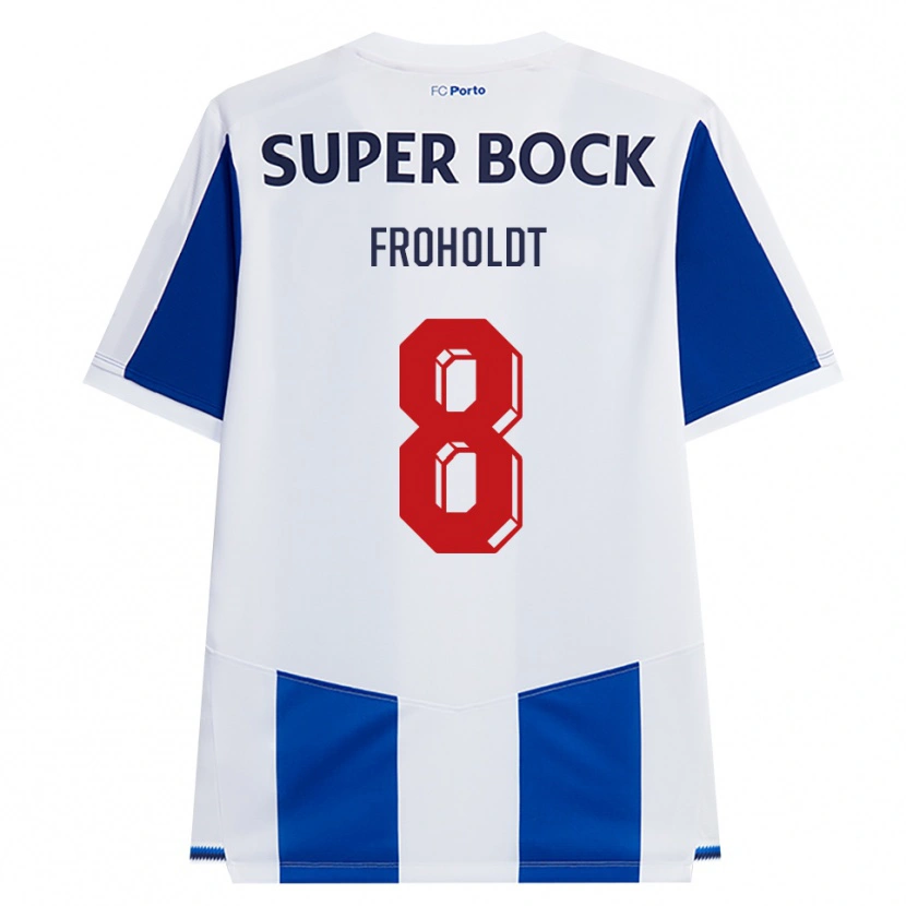 Danxen Dzieci Victor Froholdt #8 Niebieski Biały Czerwony Domowa Koszulka 2026/27 Koszulki Klubowe