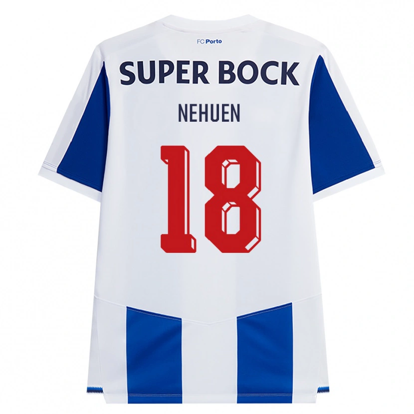 Danxen Dzieci Nehuén Pérez #18 Niebieski Biały Czerwony Domowa Koszulka 2026/27 Koszulki Klubowe