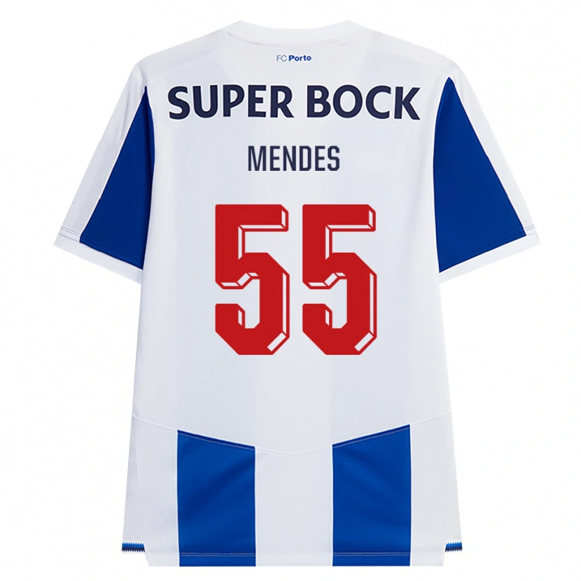 Danxen Dzieci Joao Mendes #55 Niebieski Biały Czerwony Domowa Koszulka 2026/27 Koszulki Klubowe