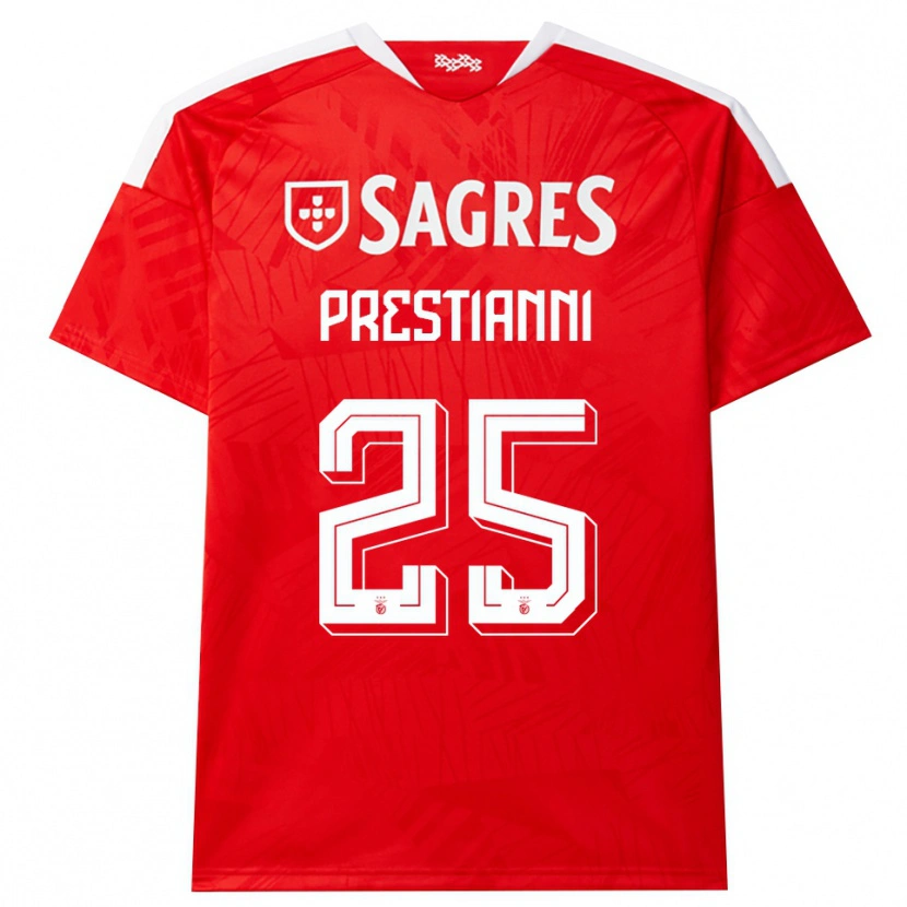 Danxen Dzieci Gianluca Prestianni #25 Czerwony Biały Żółty Domowa Koszulka 2026/27 Koszulki Klubowe