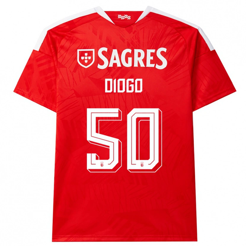 Danxen Dzieci Diogo Ferreira #50 Czerwony Biały Żółty Domowa Koszulka 2026/27 Koszulki Klubowe