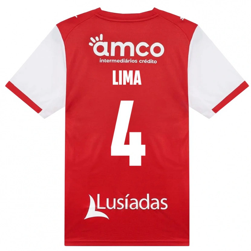 Danxen Dzieci Guilherme Lima #4 Biały Czerwony Czarny Domowa Koszulka 2026/27 Koszulki Klubowe