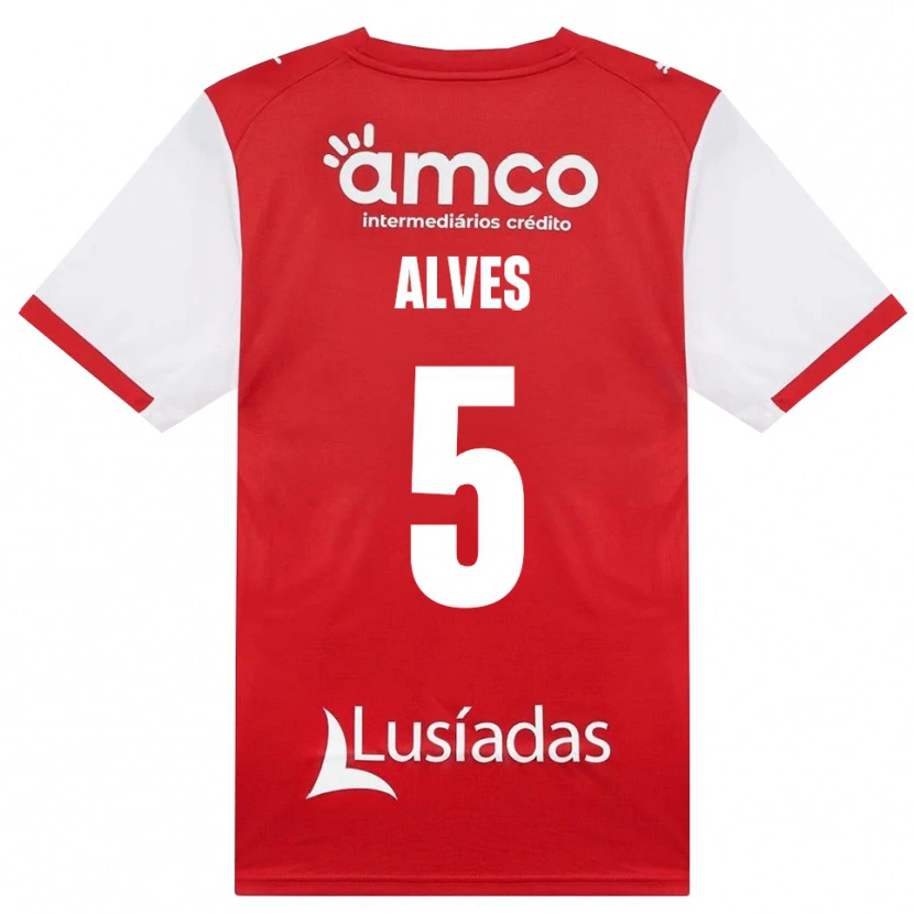 Danxen Dzieci Eduardo Alves #5 Biały Czerwony Czarny Domowa Koszulka 2026/27 Koszulki Klubowe