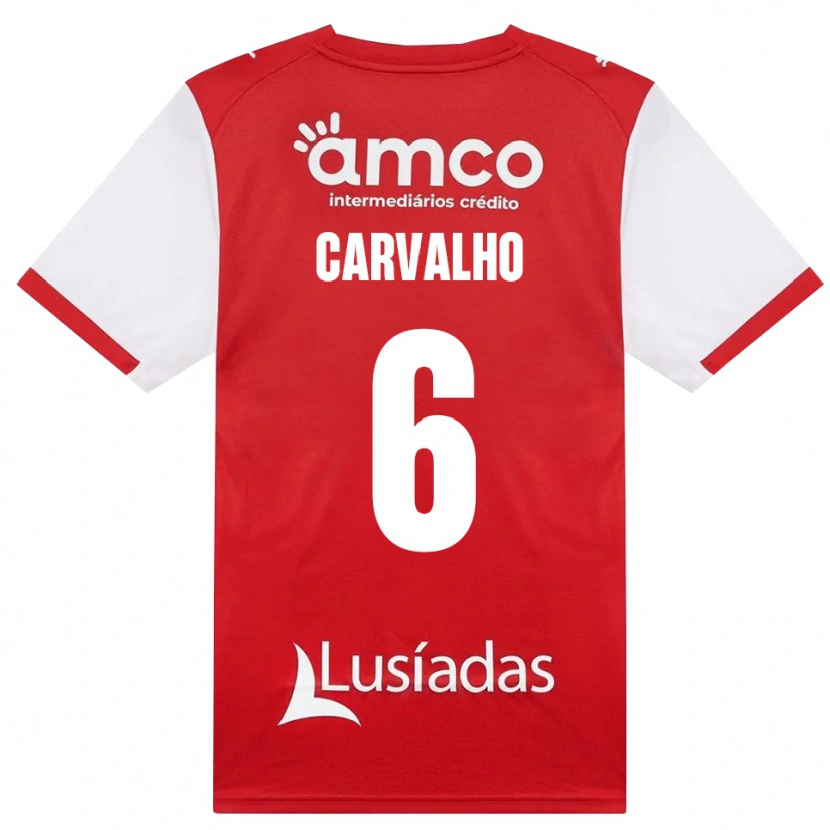 Danxen Dzieci Vítor Carvalho #6 Biały Czerwony Czarny Domowa Koszulka 2026/27 Koszulki Klubowe