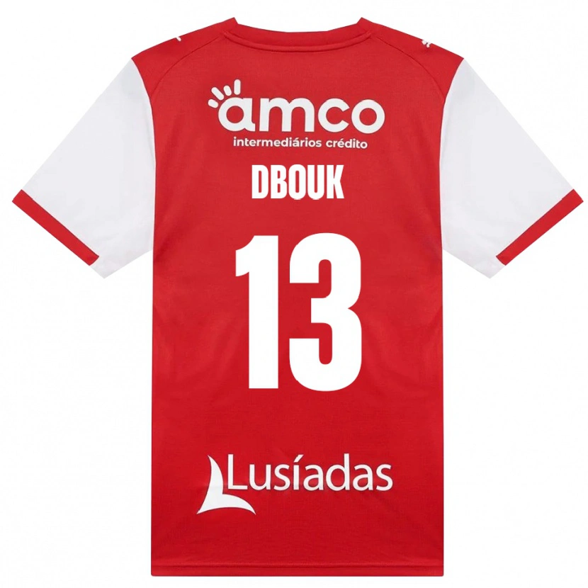 Danxen Dzieci Gabriel Dbouk #13 Biały Czerwony Czarny Domowa Koszulka 2026/27 Koszulki Klubowe
