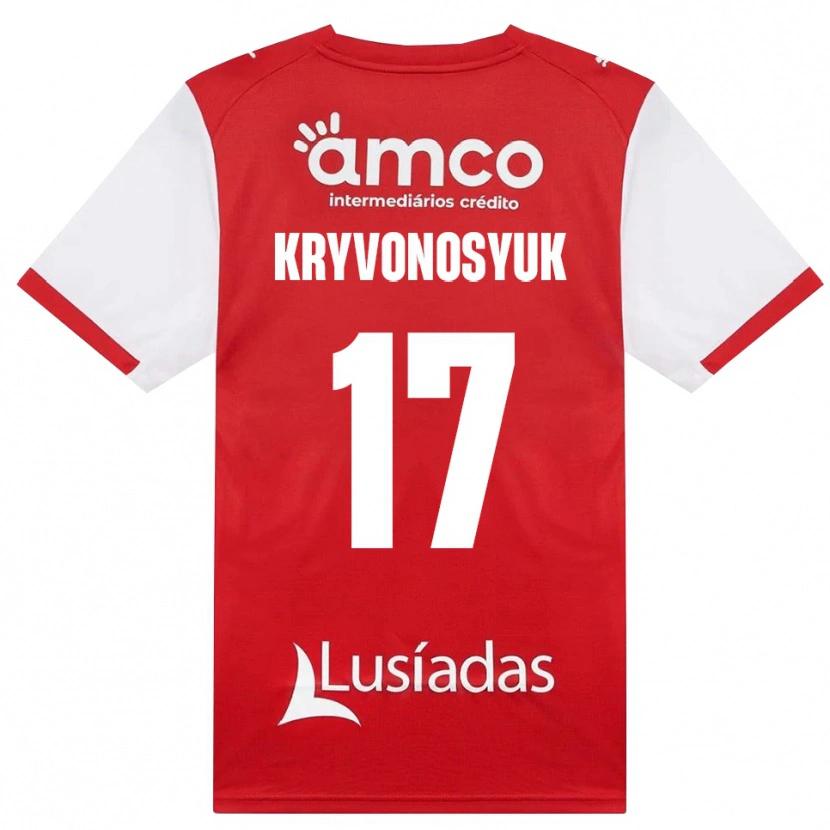 Danxen Dzieci Leonardo Kryvonosyuk #17 Biały Czerwony Czarny Domowa Koszulka 2026/27 Koszulki Klubowe