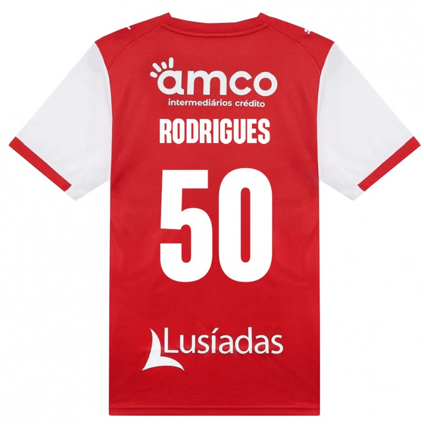 Danxen Dzieci Diego Rodrigues #50 Biały Czerwony Czarny Domowa Koszulka 2026/27 Koszulki Klubowe