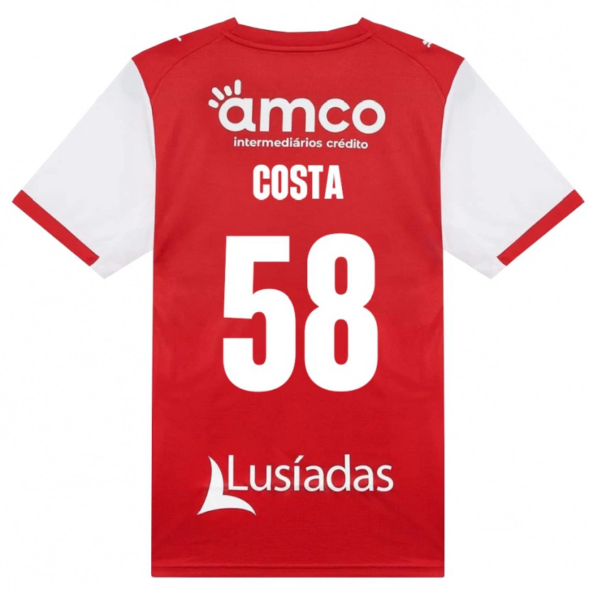 Danxen Dzieci Flinto Costa #58 Biały Czerwony Czarny Domowa Koszulka 2026/27 Koszulki Klubowe