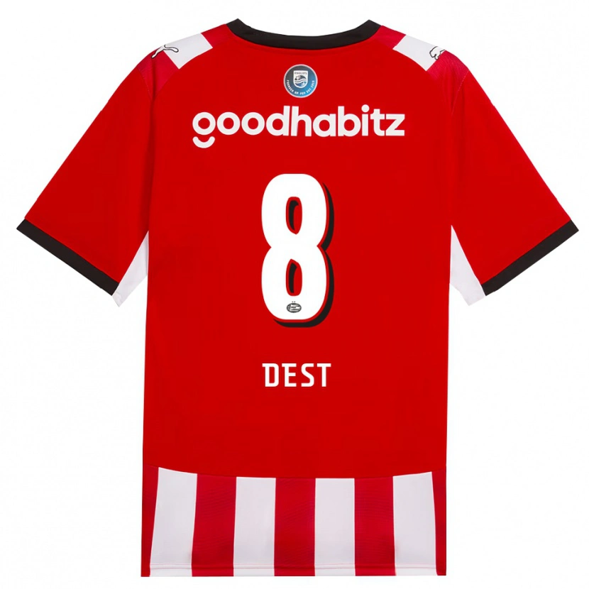 Danxen Dzieci Sergiño Dest #8 Czerwony Biały Czarny Domowa Koszulka 2026/27 Koszulki Klubowe