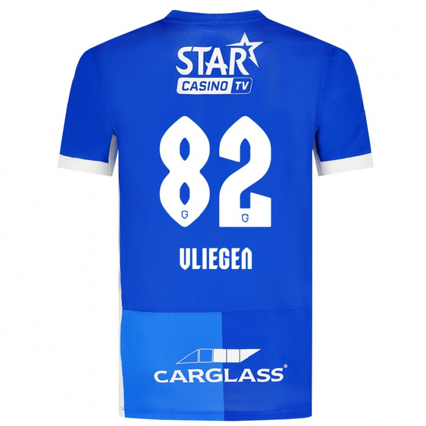 Danxen Dzieci Olivier Vliegen #82 Średni Niebieski Królewski Niebieski Biały Domowa Koszulka 2026/27 Koszulki Klubowe