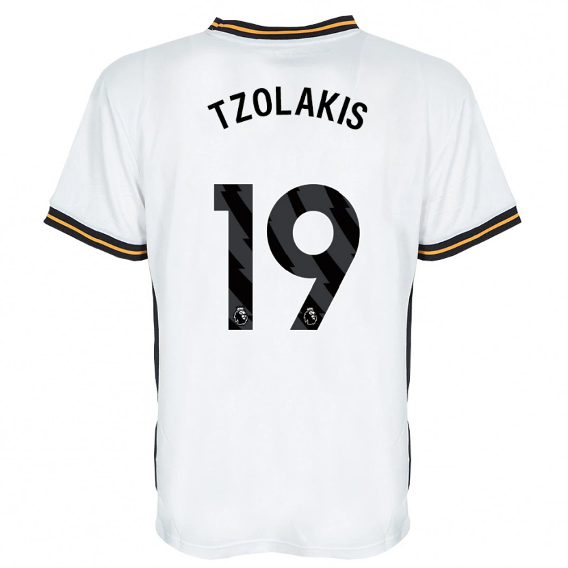 Danxen Dzieci Konstantinos Tzolakis #19 Biały Pomarańczowy Czarny Wyjazdowa Koszulka 2026/27 Koszulki Klubowe
