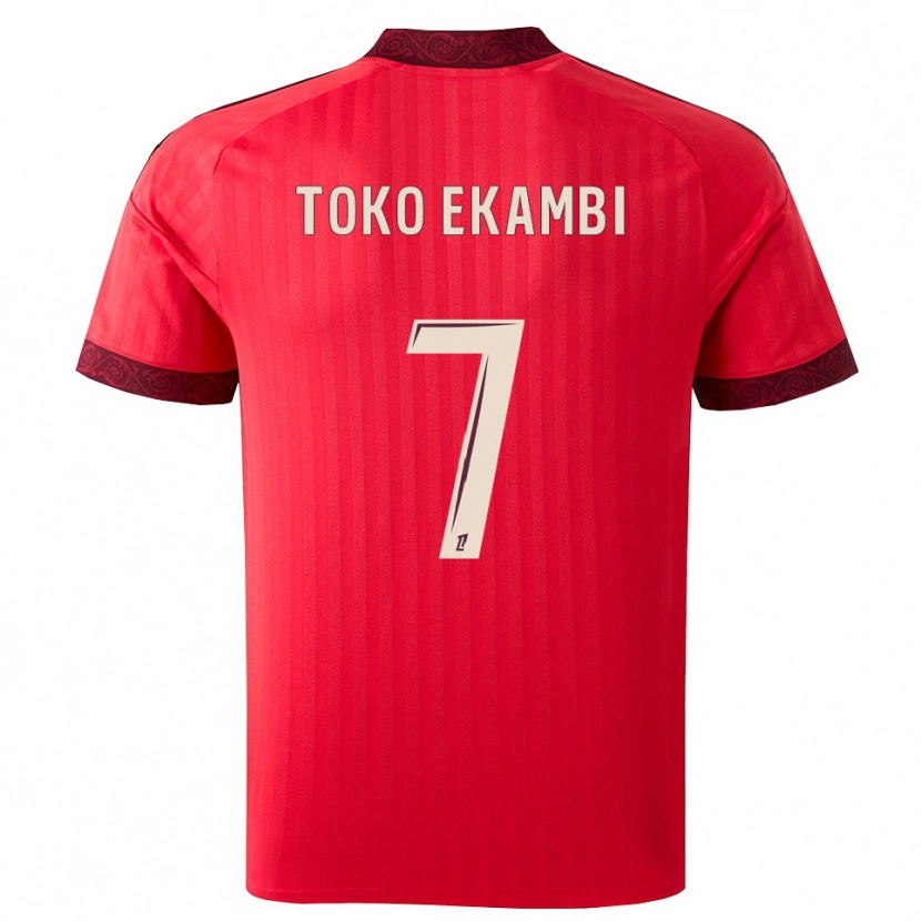 Danxen Dzieci Karl Toko Ekambi #7 Bordo Czerwony Biały Wyjazdowa Koszulka 2026/27 Koszulki Klubowe
