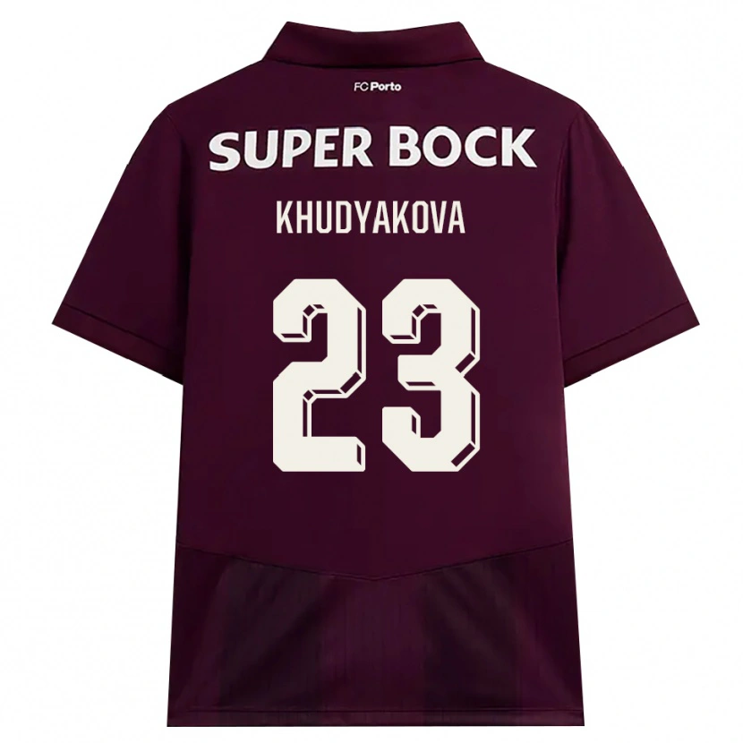 Danxen Dzieci Verónica Khudyakova #23 Bordowy Biały Wyjazdowa Koszulka 2026/27 Koszulki Klubowe