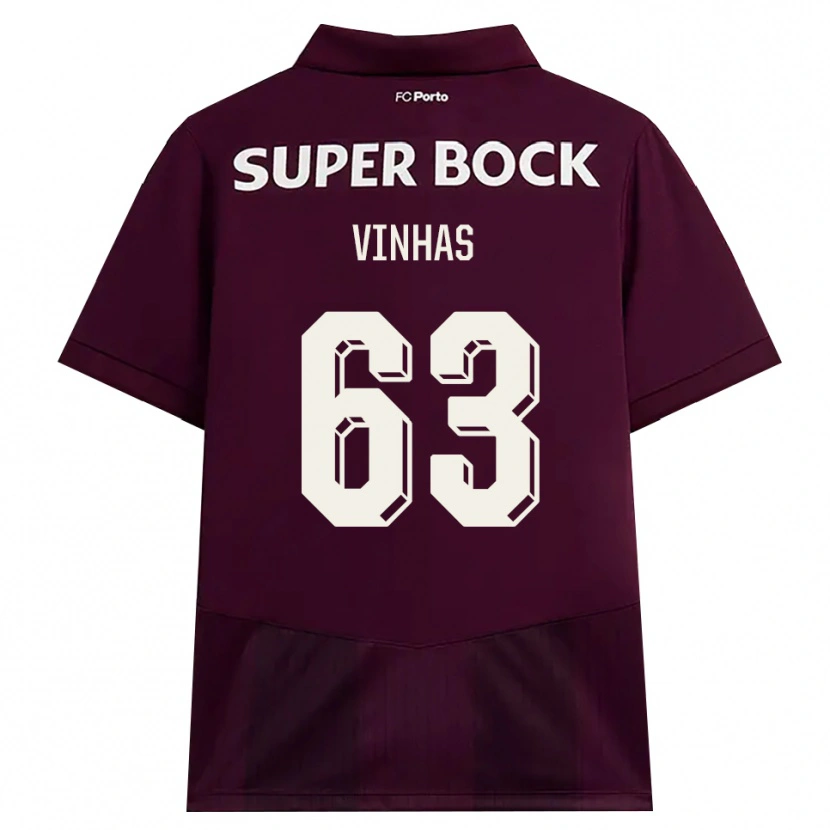 Danxen Dzieci David Vinhas #63 Bordowy Biały Wyjazdowa Koszulka 2026/27 Koszulki Klubowe