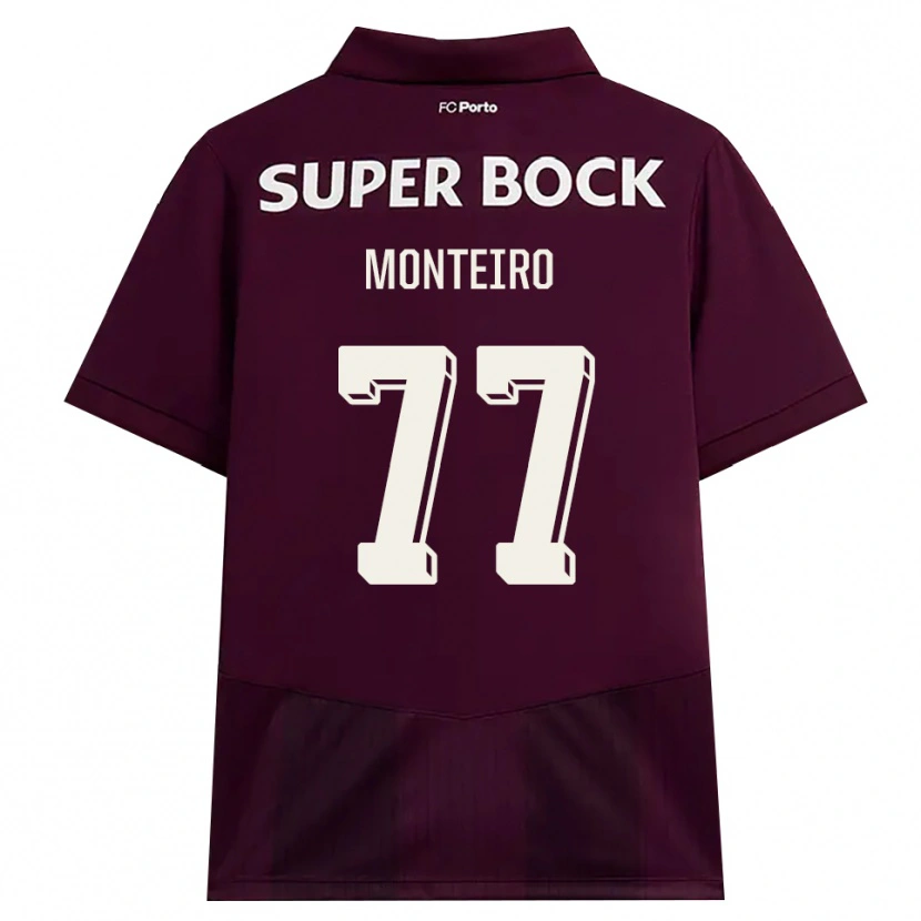 Danxen Dzieci Rui Monteiro #77 Bordowy Biały Wyjazdowa Koszulka 2026/27 Koszulki Klubowe