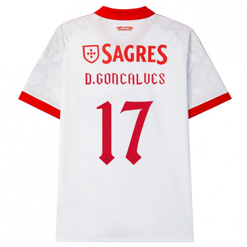 Danxen Dzieci Diogo Goncalves #17 Biały Czerwony Żółty Wyjazdowa Koszulka 2026/27 Koszulki Klubowe