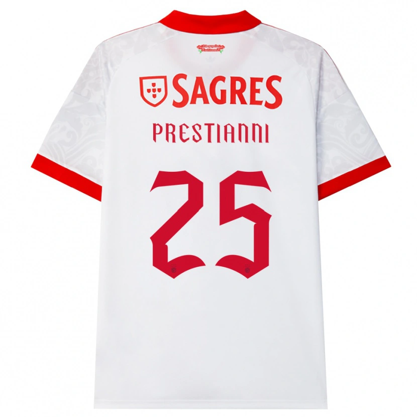 Danxen Dzieci Gianluca Prestianni #25 Biały Czerwony Żółty Wyjazdowa Koszulka 2026/27 Koszulki Klubowe