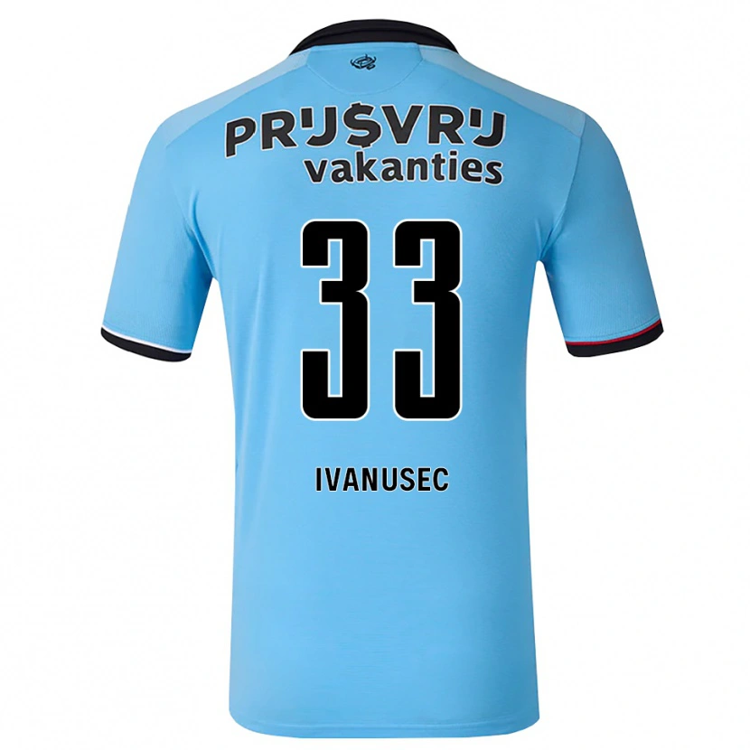Danxen Dzieci Luka Ivanušec #33 Głęboki Niebieski Czarny Czerwony Wyjazdowa Koszulka 2026/27 Koszulki Klubowe