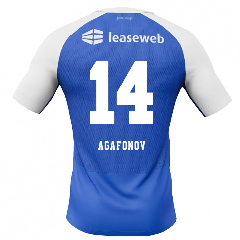 Danxen Dzieci Anton Agafonov #14 Niebieski Królewski Czerwony Biały Wyjazdowa Koszulka 2026/27 Koszulki Klubowe