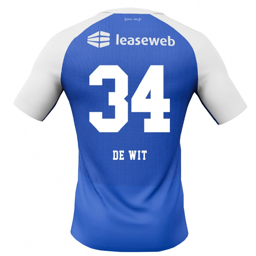 Danxen Dzieci Mees De Wit #34 Niebieski Królewski Czerwony Biały Wyjazdowa Koszulka 2026/27 Koszulki Klubowe