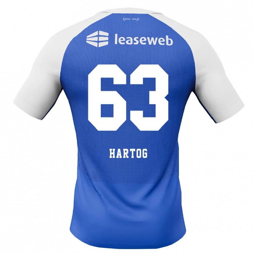 Danxen Dzieci Jasper Hartog #63 Niebieski Królewski Czerwony Biały Wyjazdowa Koszulka 2026/27 Koszulki Klubowe