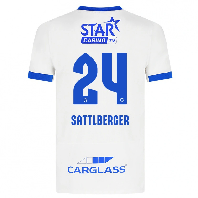Danxen Dzieci Nikolas Sattlberger #24 Biały Niebieski Wyjazdowa Koszulka 2026/27 Koszulki Klubowe