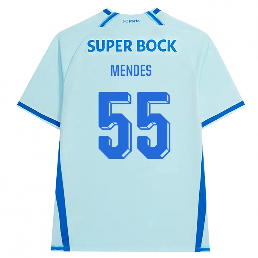 Danxen Dzieci Joao Mendes #55 Jasny Cyjan Niebieski Trzeci Komplet Koszulka 2026/27 Koszulki Klubowe