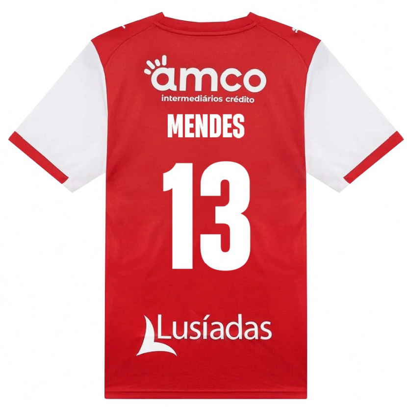 Danxen Męski Emmanuel Mendes #13 Biały Czerwony Czarny Domowa Koszulka 2026/27 Koszulki Klubowe