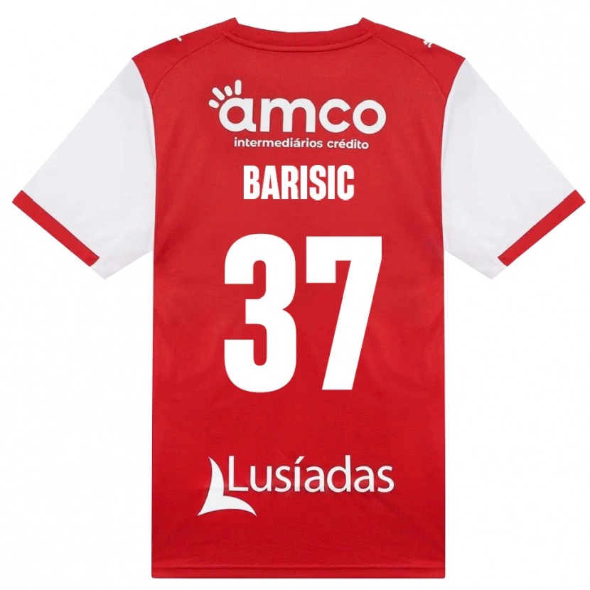 Danxen Męski Adrian Barisic #37 Biały Czerwony Czarny Domowa Koszulka 2026/27 Koszulki Klubowe