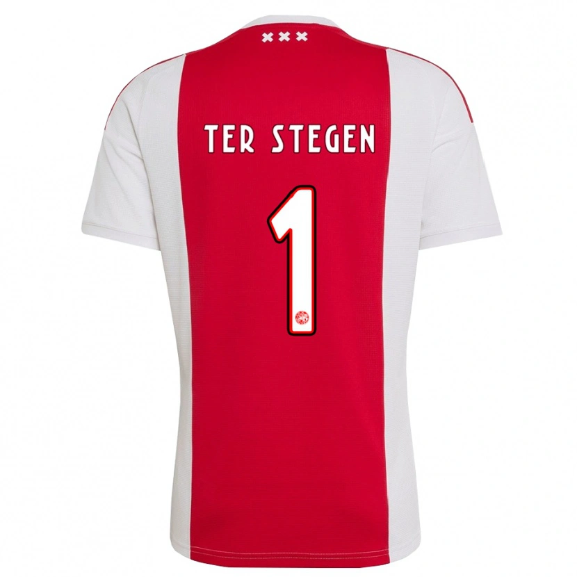 Danxen Męski Marc-André Ter Stegen #1 Czerwony Biały Żółty Domowa Koszulka 2026/27 Koszulki Klubowe