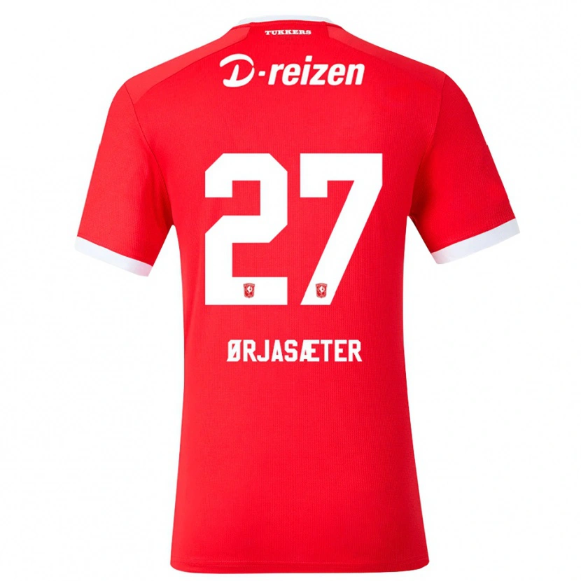 Danxen Męski Sondre Ørjasæter #27 Czerwony Biały Domowa Koszulka 2026/27 Koszulki Klubowe