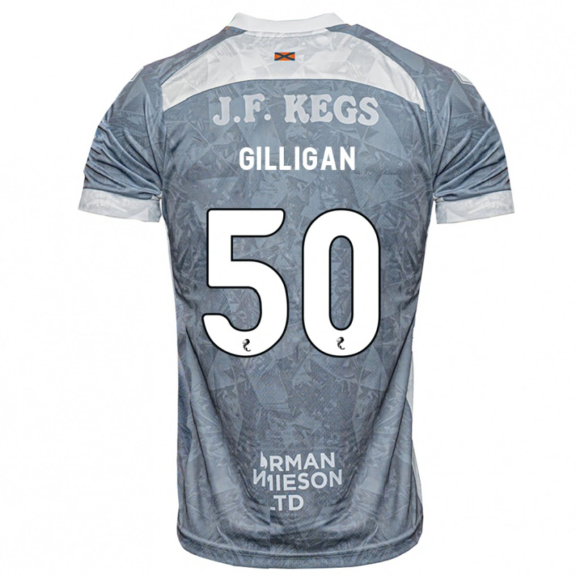 Danxen Męski Keir Gilligan #50 Jasny Szary Łupek Wyjazdowa Koszulka 2026/27 Koszulki Klubowe