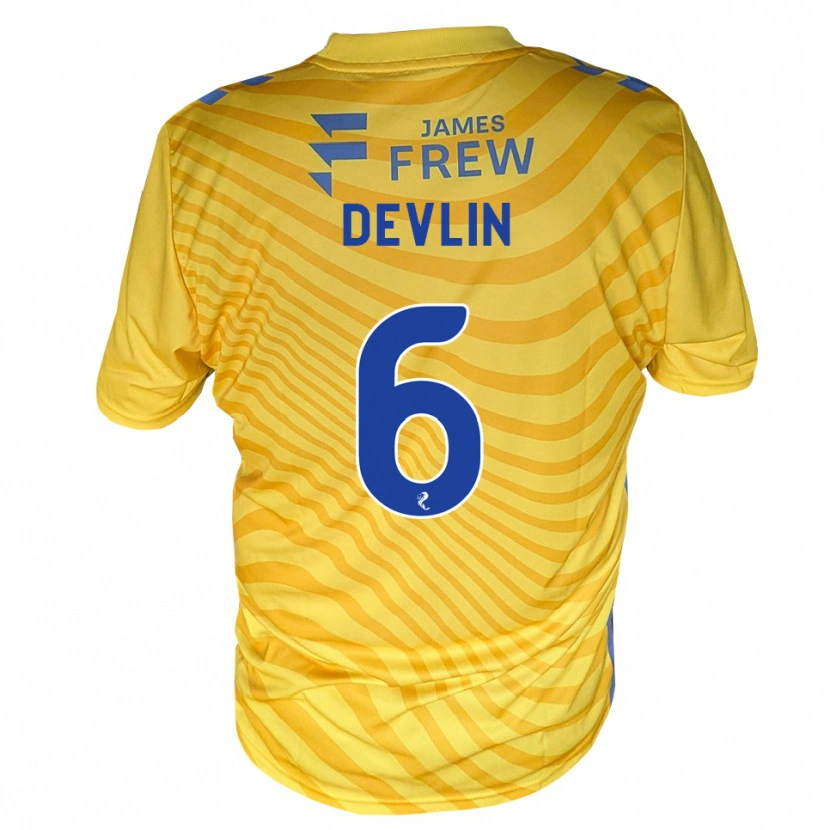 Danxen Męski Daniel Devlin #6 Królewski Niebieski Żółty Wyjazdowa Koszulka 2026/27 Koszulki Klubowe