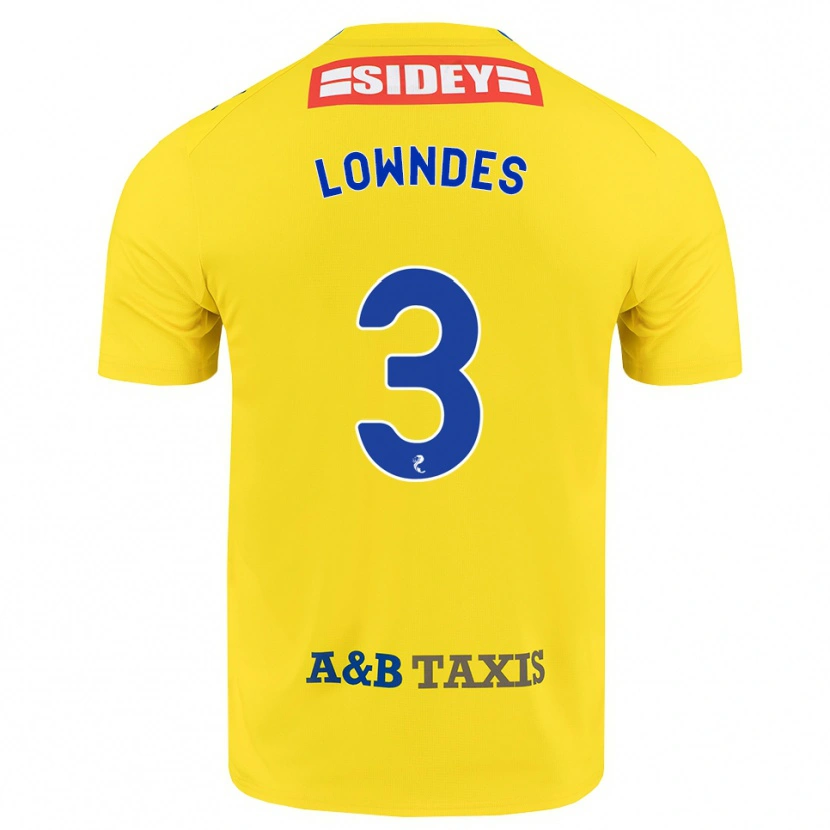 Danxen Męski Thomas Lowndes #3 Żółty Niebieski Czarny Wyjazdowa Koszulka 2026/27 Koszulki Klubowe