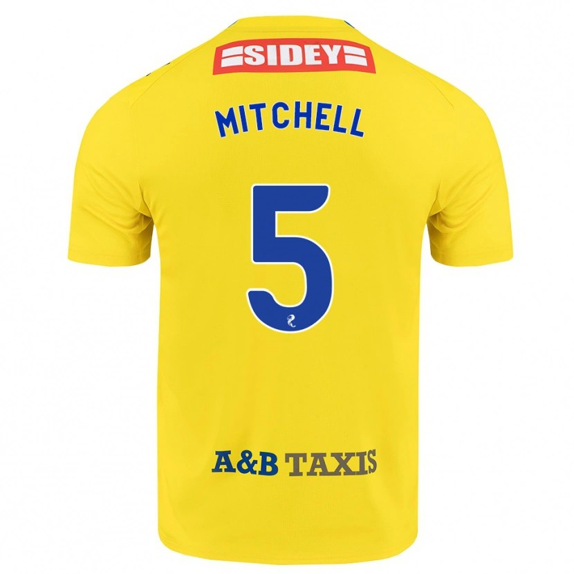 Danxen Męski Zach Mitchell #5 Żółty Niebieski Czarny Wyjazdowa Koszulka 2026/27 Koszulki Klubowe