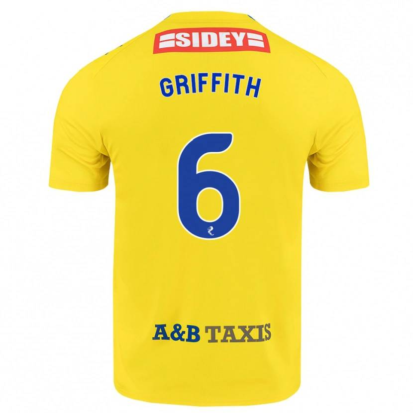 Danxen Męski Víctor Griffith #6 Żółty Niebieski Czarny Wyjazdowa Koszulka 2026/27 Koszulki Klubowe