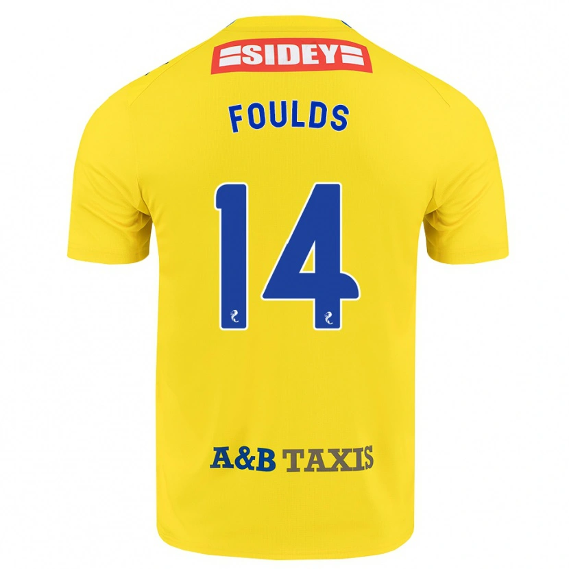 Danxen Męski Matty Foulds #14 Żółty Niebieski Czarny Wyjazdowa Koszulka 2026/27 Koszulki Klubowe