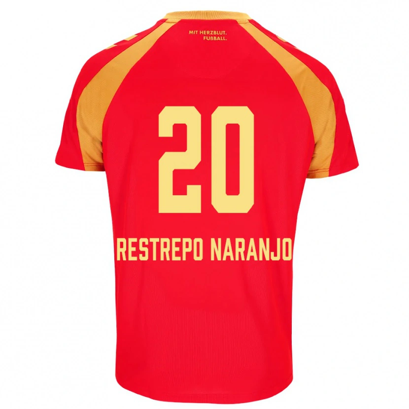 Danxen Męski Pedro Restrepo Naranjo #20 Czerwony Pomarańczowy Czarny Wyjazdowa Koszulka 2026/27 Koszulki Klubowe