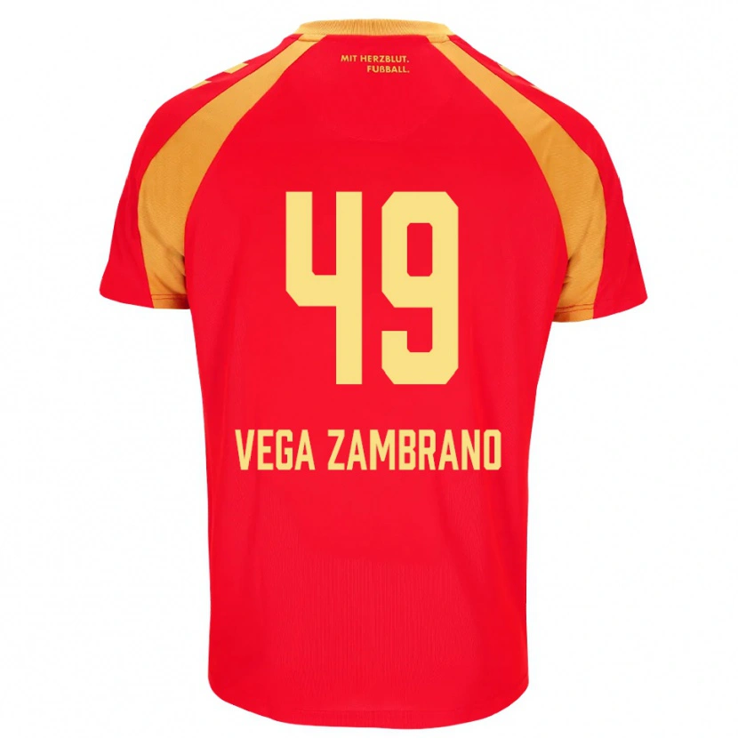 Danxen Męski Joel Vega Zambrano #49 Czerwony Pomarańczowy Czarny Wyjazdowa Koszulka 2026/27 Koszulki Klubowe