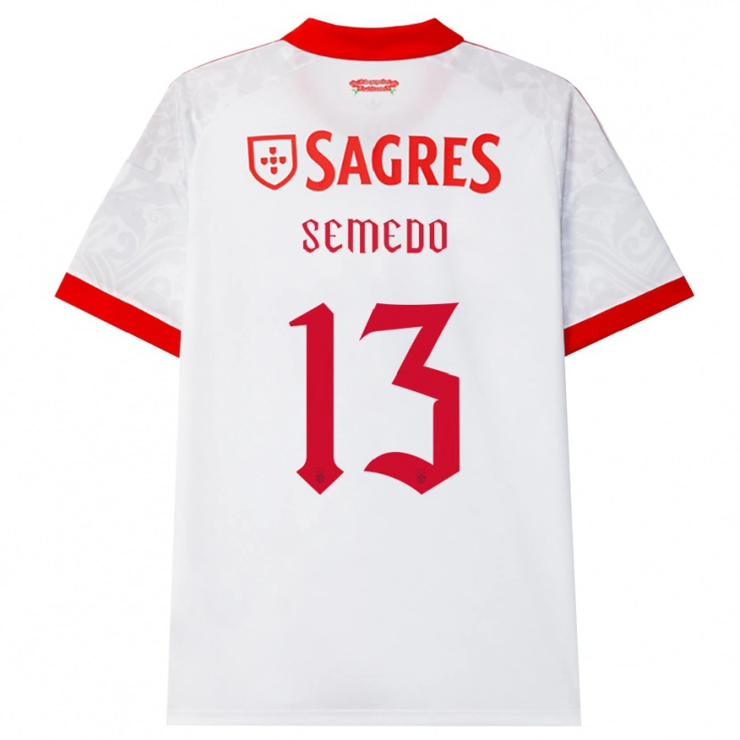 Danxen Męski Benjamim Semedo #13 Biały Czerwony Żółty Wyjazdowa Koszulka 2026/27 Koszulki Klubowe