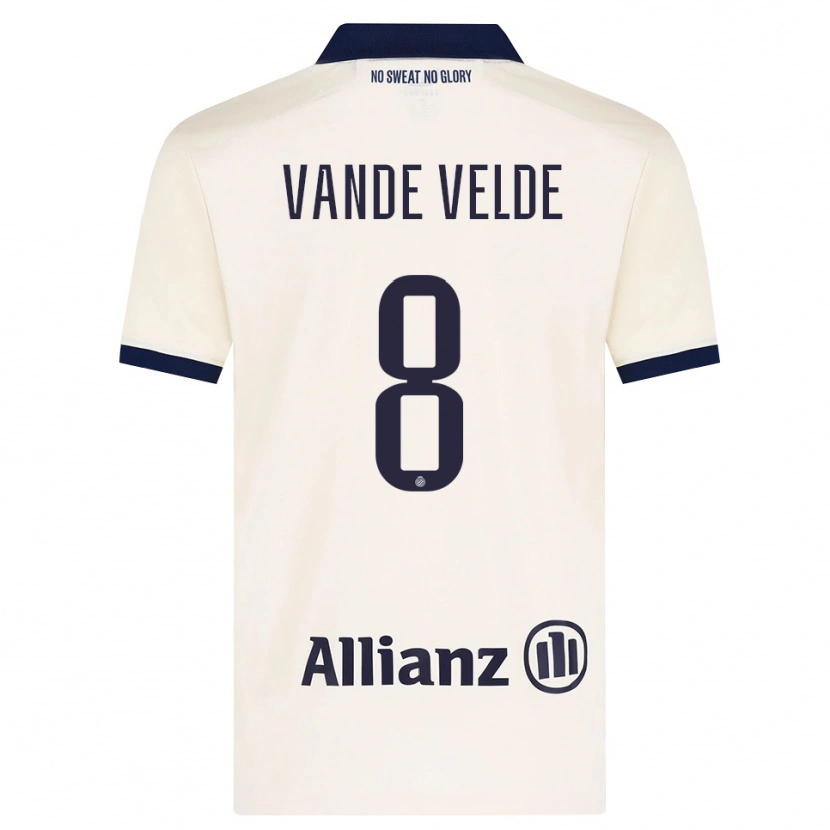 Danxen Męski Chloé Vande Velde #8 Beżowy Czarny Wyjazdowa Koszulka 2026/27 Koszulki Klubowe