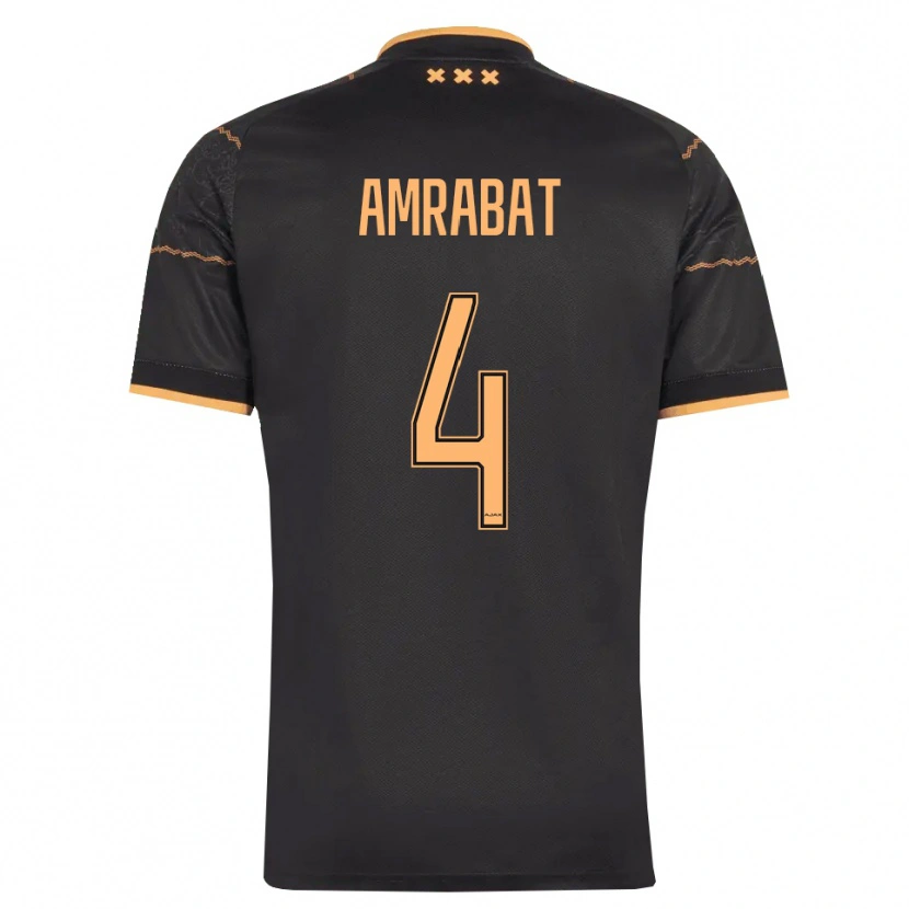 Danxen Męski Sofyan Amrabat #4 Czarny Pomarańczowy Wyjazdowa Koszulka 2026/27 Koszulki Klubowe