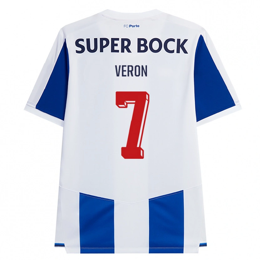 Danxen Kobiety Gabriel Veron #7 Niebieski Biały Czerwony Domowa Koszulka 2026/27 Koszulki Klubowe