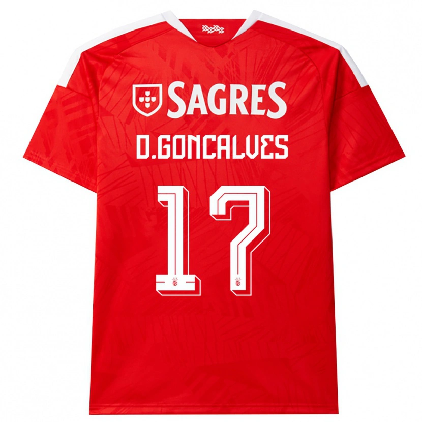 Danxen Kobiety Diogo Goncalves #17 Czerwony Biały Żółty Domowa Koszulka 2026/27 Koszulki Klubowe
