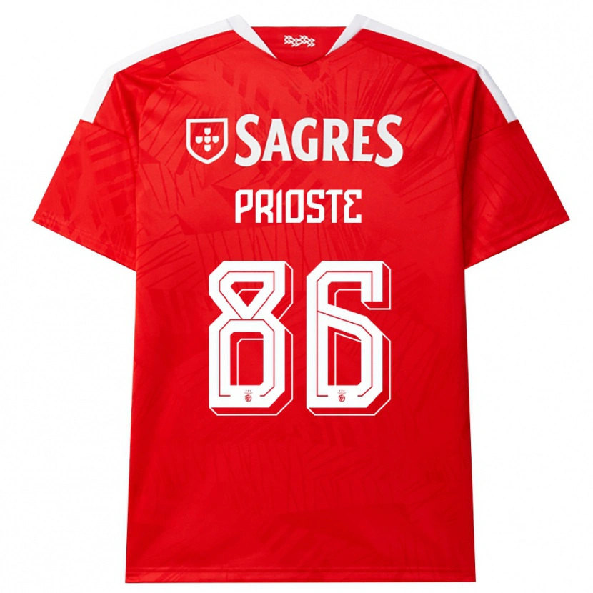 Danxen Kobiety Diogo Prioste #86 Czerwony Biały Żółty Domowa Koszulka 2026/27 Koszulki Klubowe