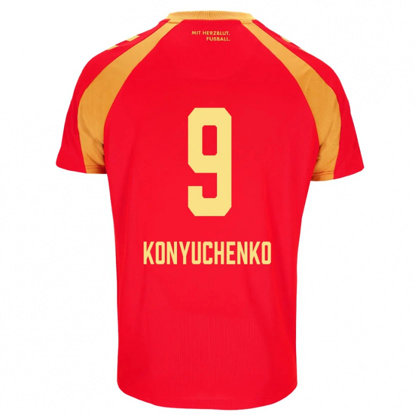 Danxen Kobiety Yehor Konyuchenko #9 Czerwony Pomarańczowy Czarny Wyjazdowa Koszulka 2026/27 Koszulki Klubowe