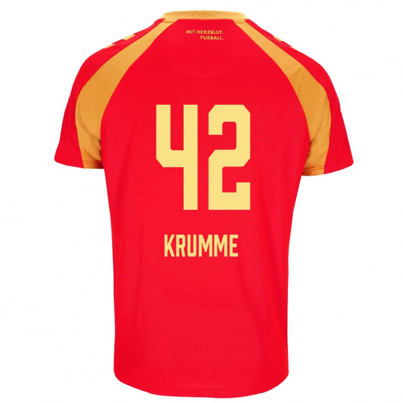 Danxen Kobiety Kevin Krumme #42 Czerwony Pomarańczowy Czarny Wyjazdowa Koszulka 2026/27 Koszulki Klubowe
