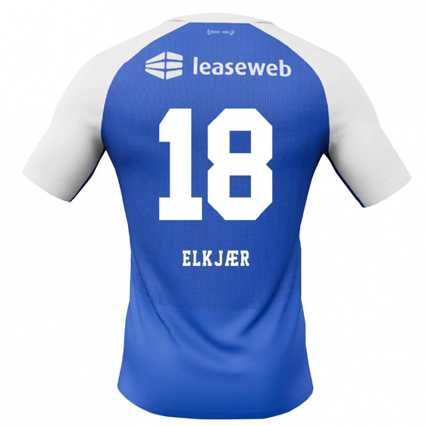 Danxen Kobiety Frej Elkjær #18 Niebieski Królewski Czerwony Biały Wyjazdowa Koszulka 2026/27 Koszulki Klubowe