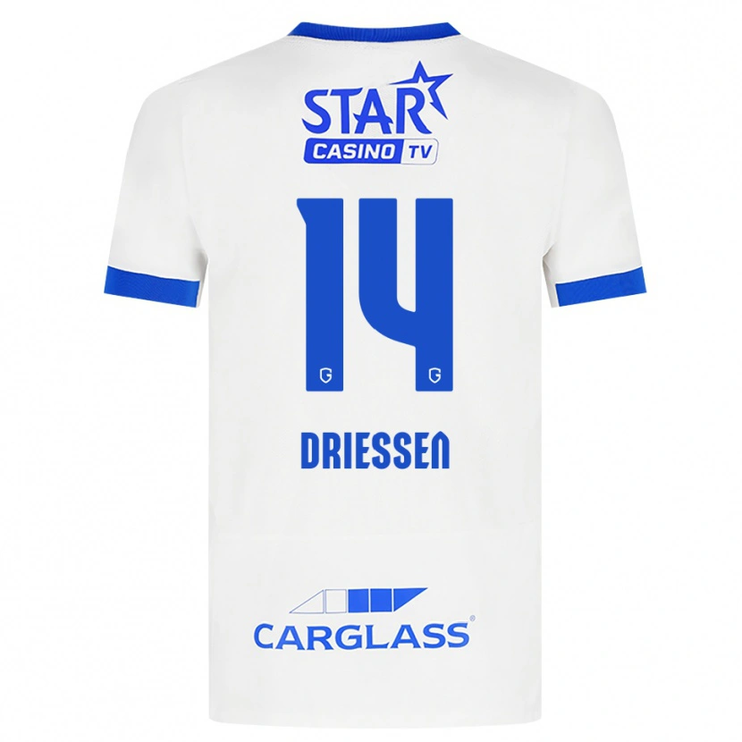Danxen Kobiety Jelle Driessen #14 Biały Niebieski Wyjazdowa Koszulka 2026/27 Koszulki Klubowe