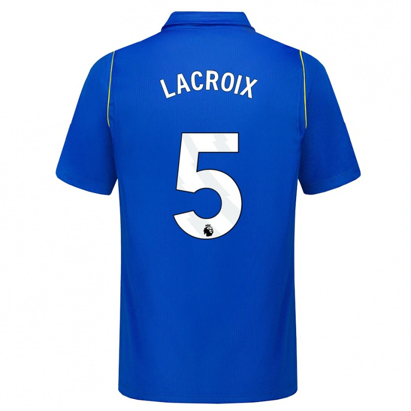 Danxen Dzieci Maxence Lacroix #5 Niebieski Żółty Domowa Koszulka 2026/27 Koszulki Klubowe
